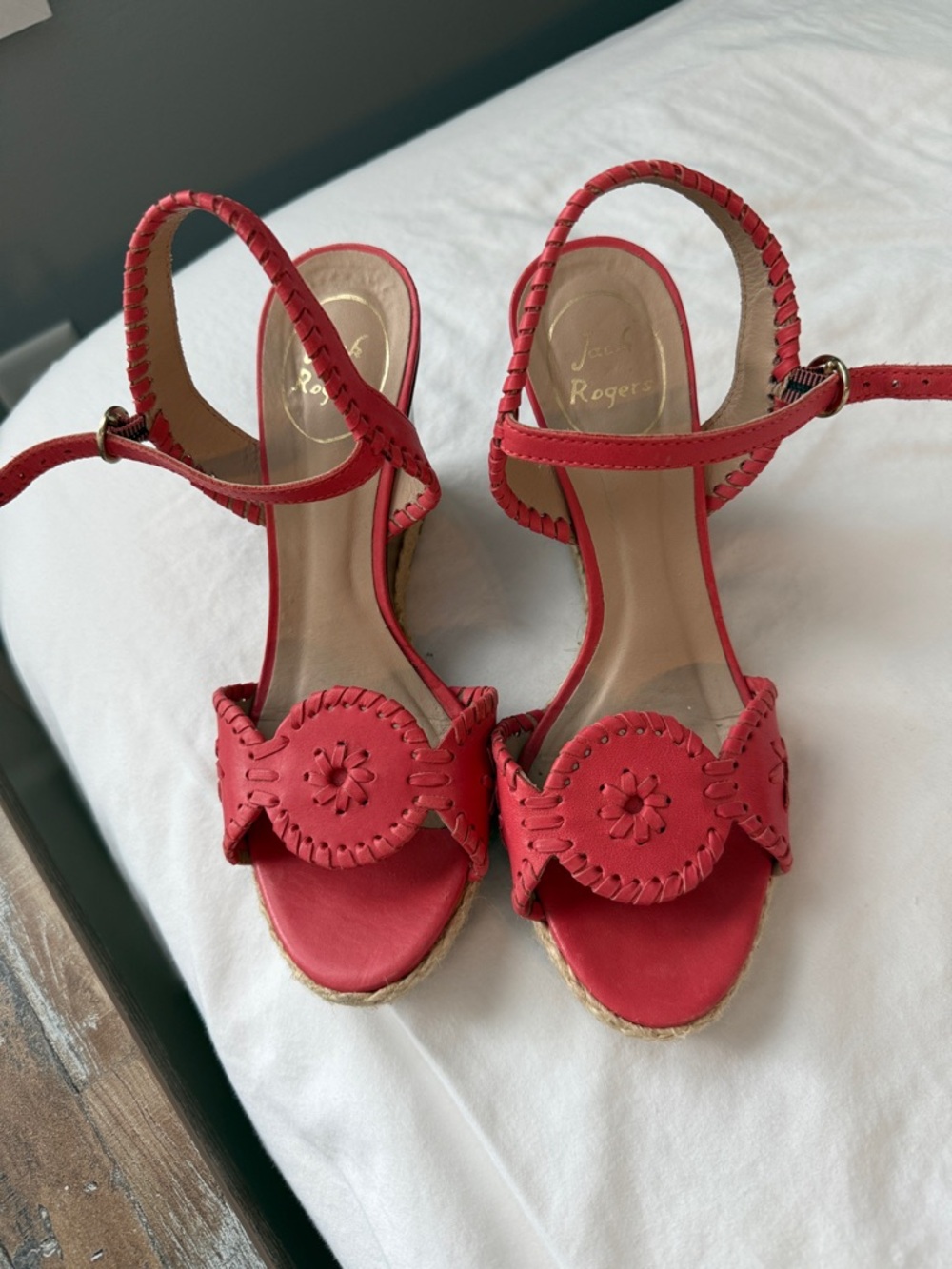 Coral Leather Ankle-Strap Sandals